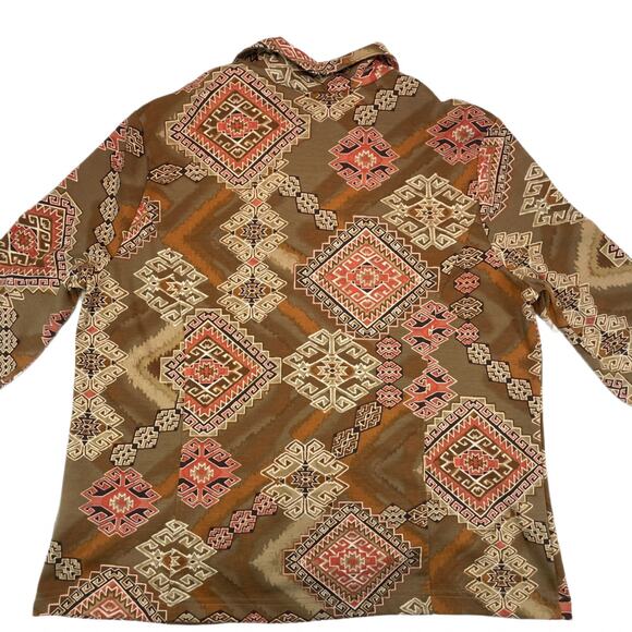 Links Southwest Aztec Jacket Women's XL Brown Full Zip Cardigan Boho Red Gold - Picture 2 of 8